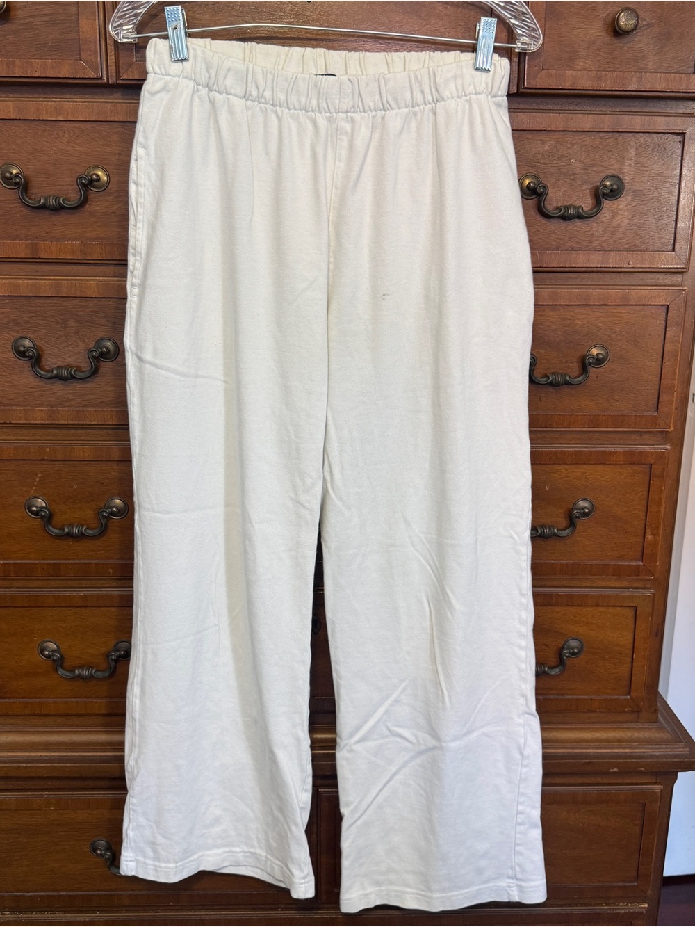 Brandy Melville White Wide Leg Sweatpants Lounge Pants Casual Minimalist OS